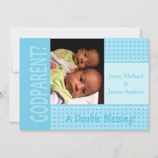Baby Twin Boys be my Godparent Invitation