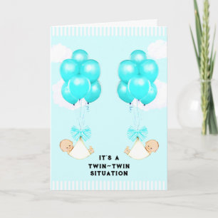 Baby Twin Boys Congrats Card