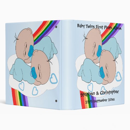 Baby Twin Boys First Photo Album  3 Ring Binder