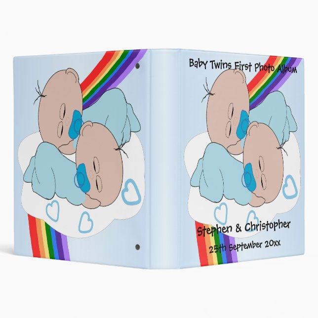 Baby Twin Boys First Photo Album  3 Ring Binder (Background)