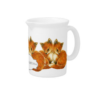 Baby Twin Foxes Beverage Pitcher