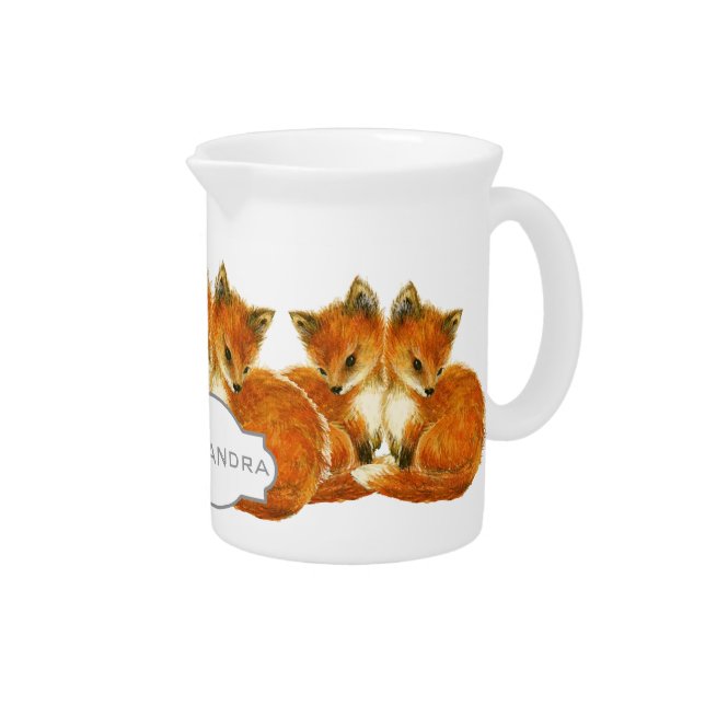 Baby Twin Foxes Beverage Pitcher (Right)