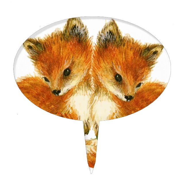 Baby Twin Foxes Cake Topper (Front)