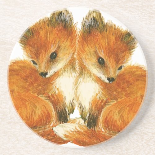 Baby Twin Foxes Coaster