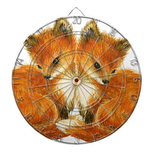 Baby Twin Foxes Dartboard With Darts (Front)