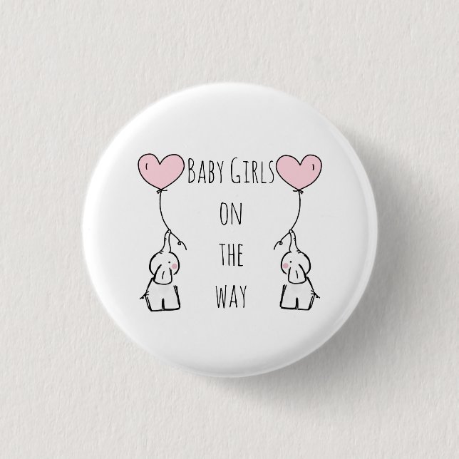 Baby twin girls expecting badge for mummy button (Front)