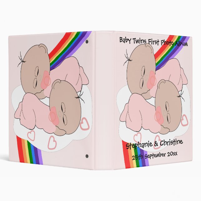 Baby Twin Girls First Photo Album 3 Ring Binder (Background)
