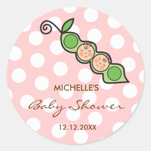 Baby Twin Girls Pea in a Pod Baby Shower Label 