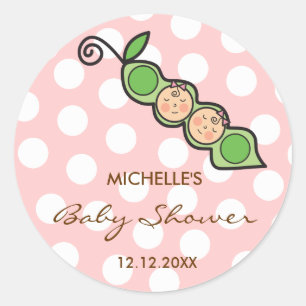 Baby Twin Girls Pea in a Pod Baby Shower Label /