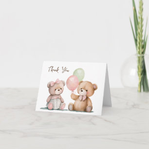 Baby Twin Teddy Bears Thank You Card