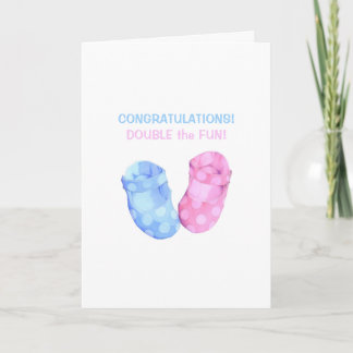 Baby Twins Booties Congratulations Card