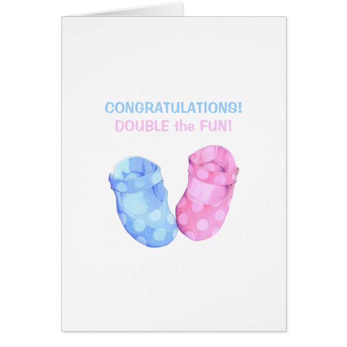 Baby Twins Booties Congratulations Card