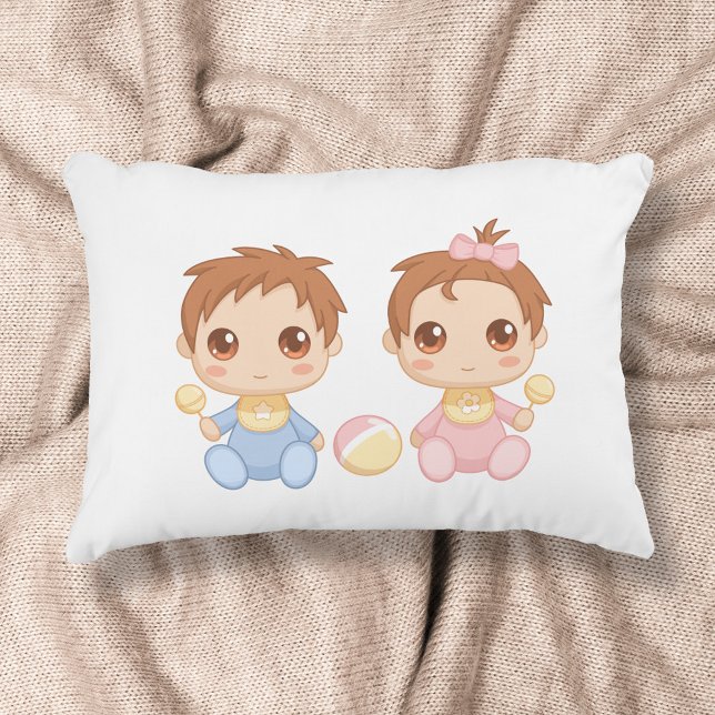 Baby Twins Boy and Girl Accent Pillow (Creator Uploaded)