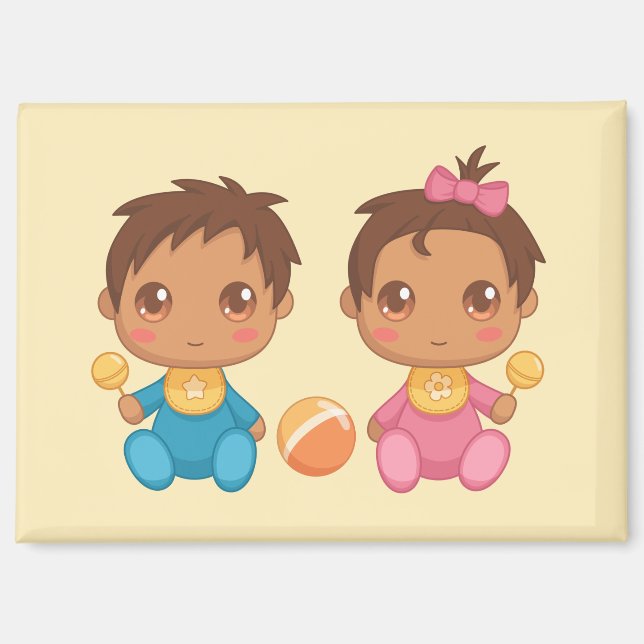 Baby Twins Boy and Girl Magnet (Front)