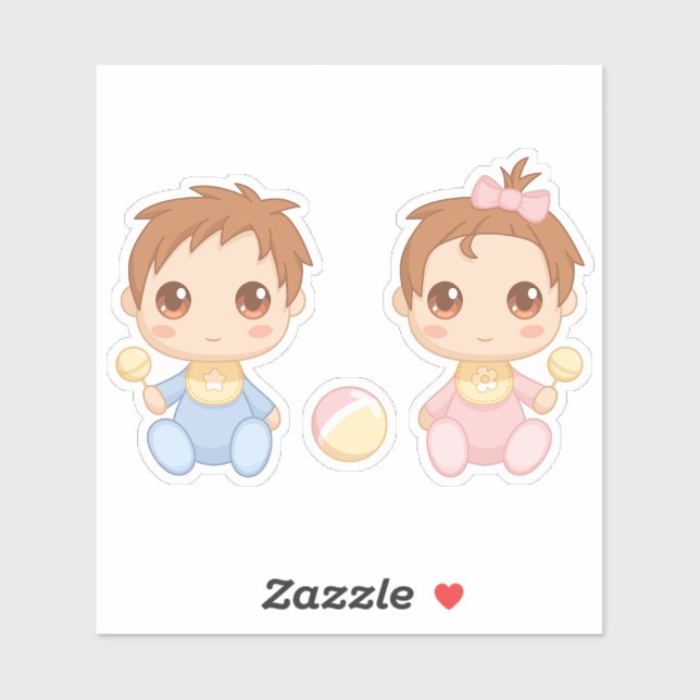 Baby Twins Boy and Girl Sticker (Sheet)