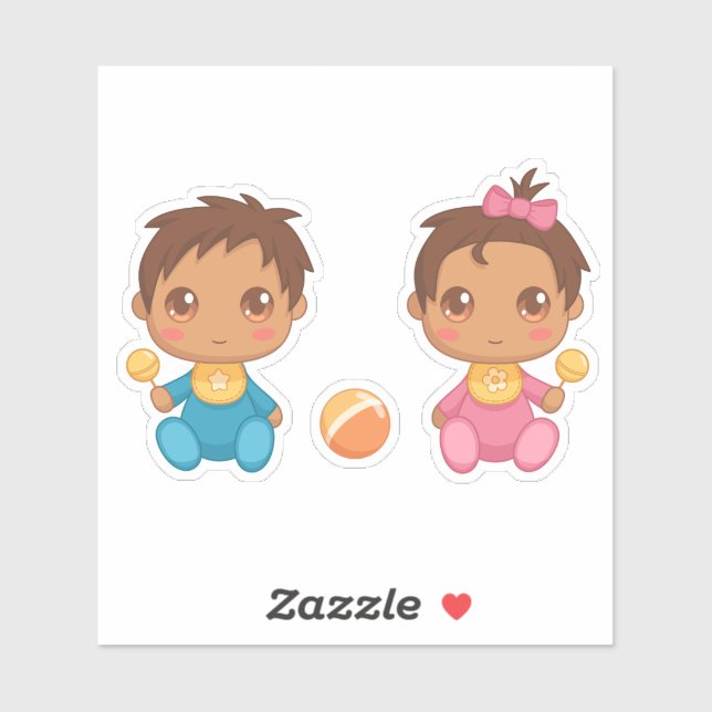Baby Twins Boy and Girl Stickers (Sheet)