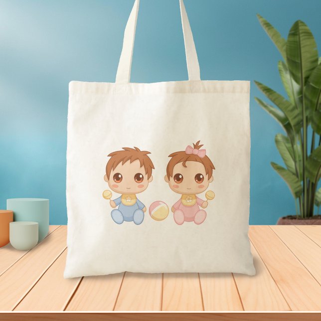 Baby Twins Boy and Girl Tote Bag (Creator Uploaded)