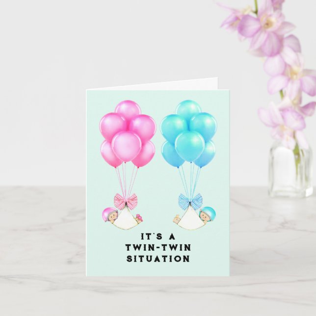 Baby Twins Congrats Card (Orchid)