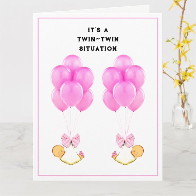 Baby Twins Congrats Card (Yellow Flower)