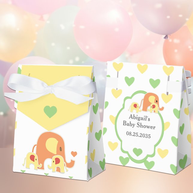 Baby Twins Elephant Shower Favor Box (Creator Uploaded)