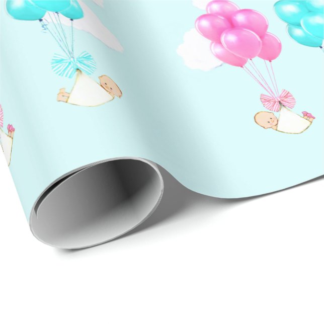 Baby Twins Girl and Boy Gift Wrapping Paper (Roll Corner)