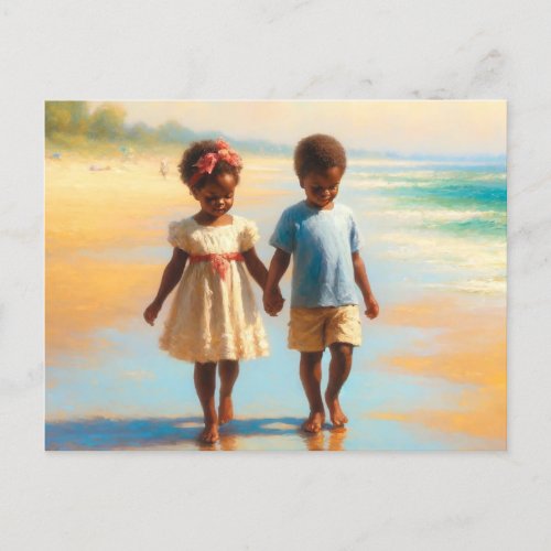 Baby Twins on the Beach Postcard