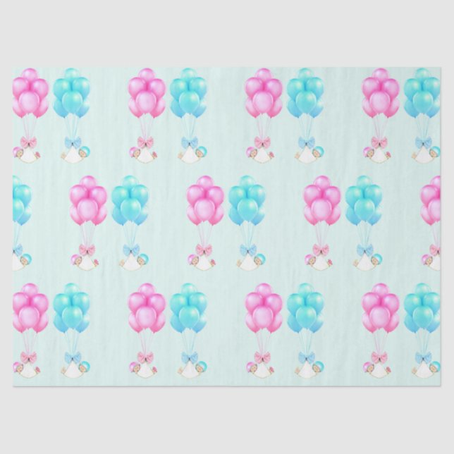 Baby Twins Pink and Blue Tissue Paper (Front)