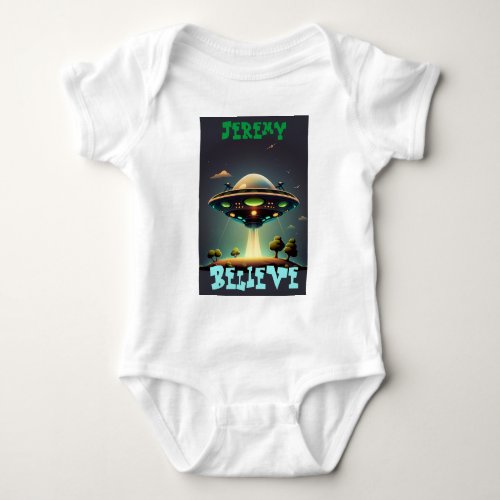 baby UFO Believe scifi  vest for son Baby Bodysuit