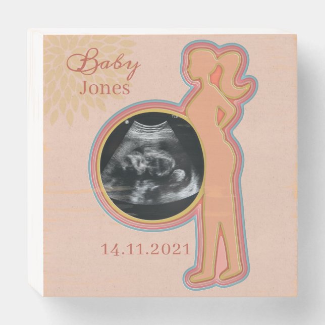 Baby Ultrasound Keepsake   Wooden Box Sign (Front Horizontal)
