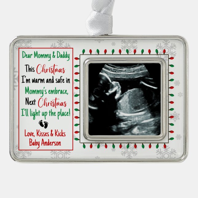 Baby Ultrasound New Parents   Christmas Ornament (Front)