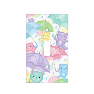 Baby Umbrella Bears Light Switch Cover