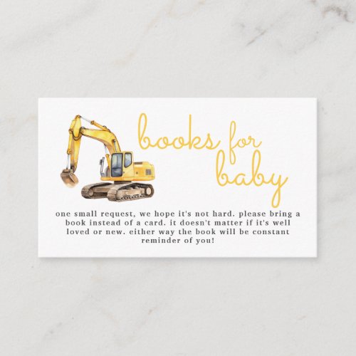 Baby Under Construction Baby Shower Books for Baby Enclosure Card