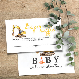 Baby Under Construction Baby Shower Diaper Raffle Enclosure Card