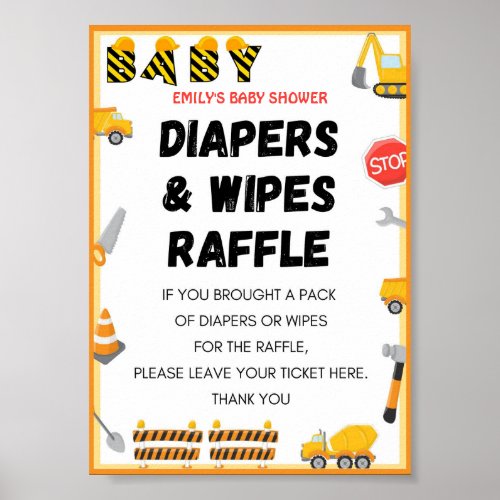 Baby Under Construction Baby Shower Game Sign