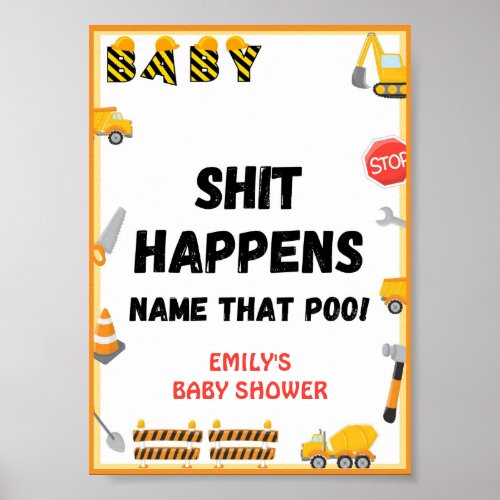 Baby Under Construction Baby Shower Game Sign