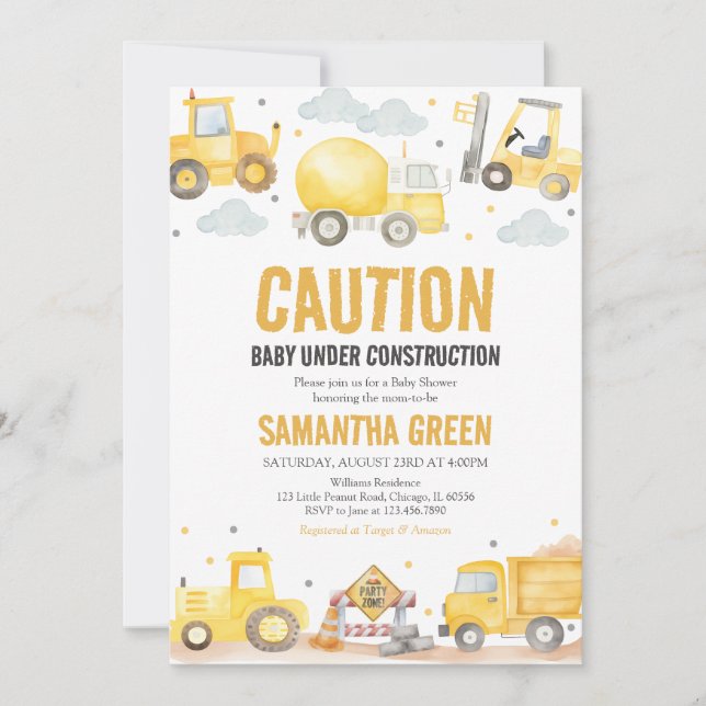 Baby Under Construction Baby Shower Invitation (Front)