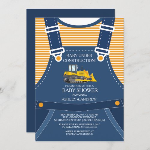 BABY UNDER CONSTRUCTION Baby Shower Invitation