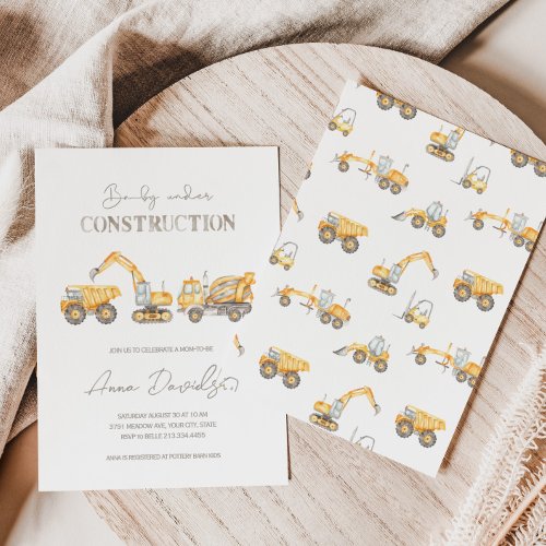 Baby Under Construction Baby Shower Invitation