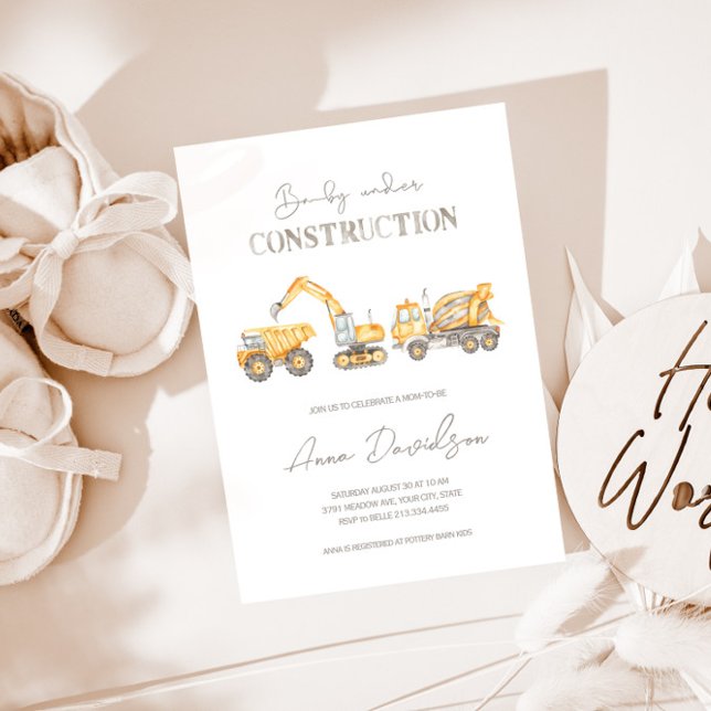 Baby Under Construction Baby Shower Invitation (Creator Uploaded)