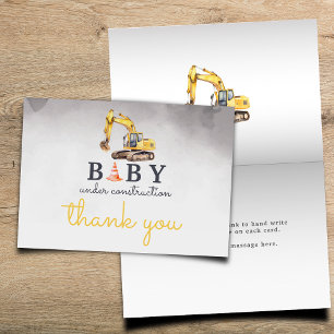Baby Under Construction Baby Shower Letterpress Thank You Card