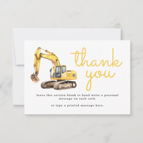 Baby Under Construction Baby Shower Thank You Card