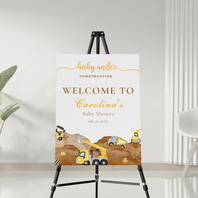  baby under construction baby shower welcome foam board (Creator Uploaded)