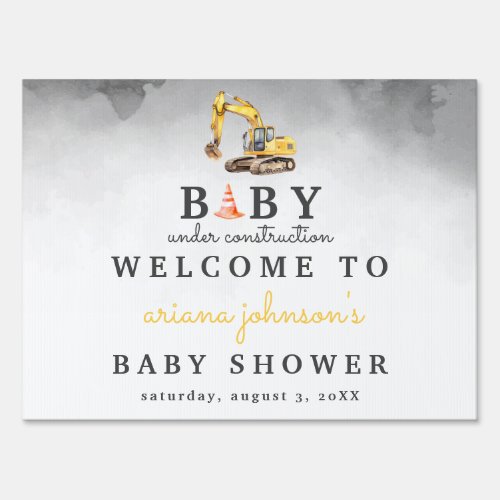 Baby Under Construction Baby Shower Welcome Yard Sign