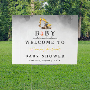 Baby Under Construction Baby Shower Welcome Yard Sign