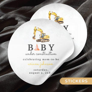 Baby Under Construction Boy Baby Shower Classic Round Sticker
