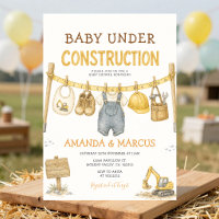 Baby Under Construction Boy Baby Shower Invitation
