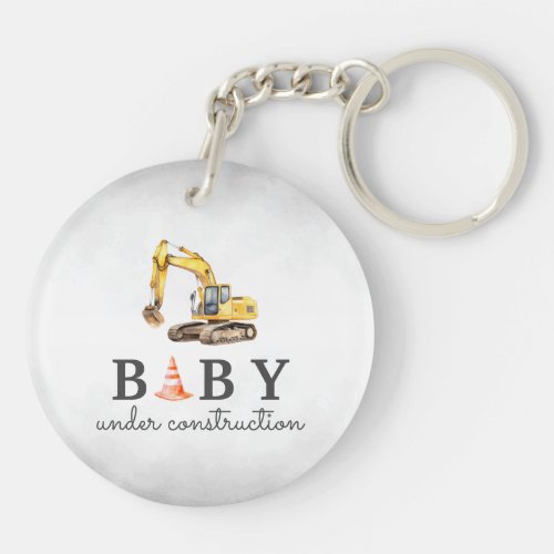 Baby Under Construction Boy Baby Shower Keychain