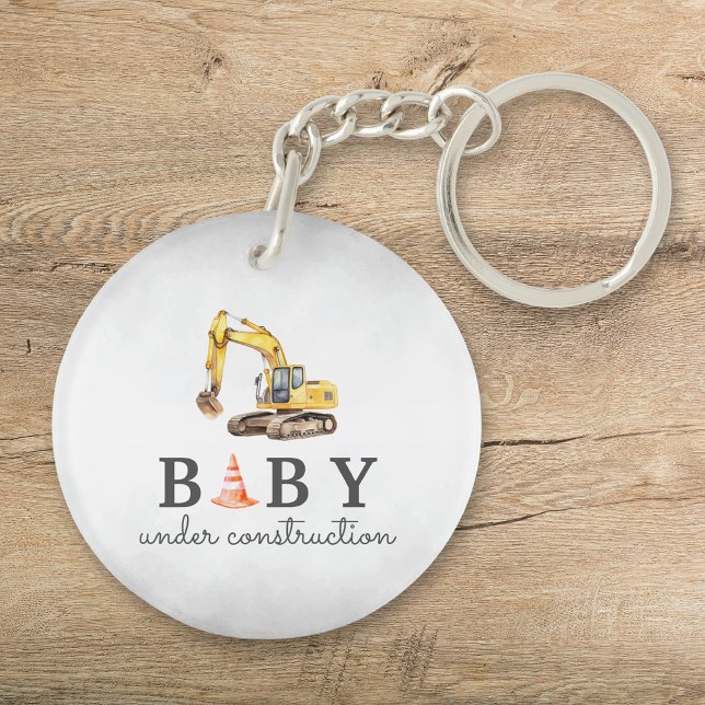 Baby Under Construction Boy Baby Shower Keychain (Creator Uploaded)