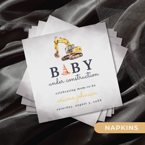 Baby Under Construction Boy Baby Shower Napkins