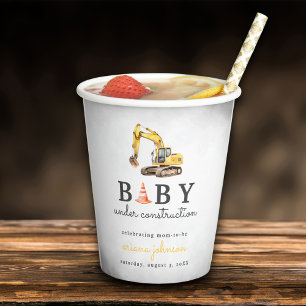 Baby Under Construction Boy Baby Shower Paper Cups